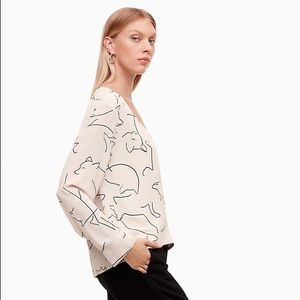 Aritzia Babaton Burnham Fox Print Blouse